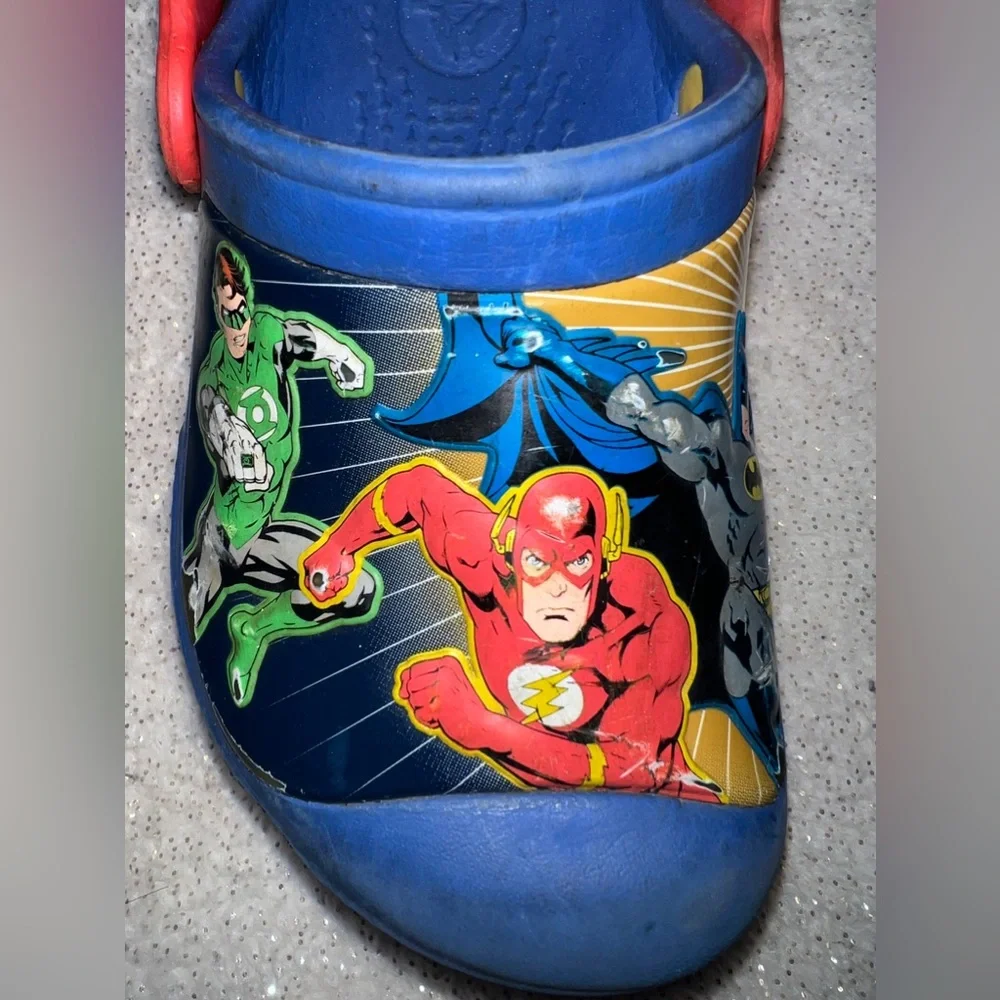 CROCS Kids TM & DC Comics Superhero Clog Shoes | Size 8 / 9 | Blue | Red |